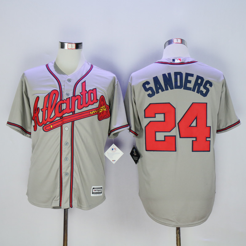 2017 MLB Atlanta Braves #24 Sanders Grey Game Jerseys->atlanta braves->MLB Jersey